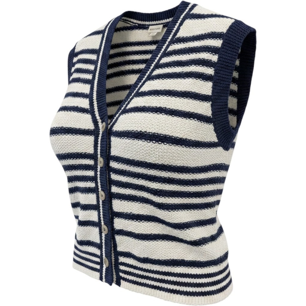 Anthropologie Maeve sz S cotton blend blend blue stripe nautical sweater vest HH